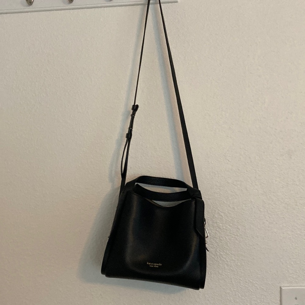 Kate Spade New York Knott - Black Pebbled Leather Knott Medium Crossbody Bag